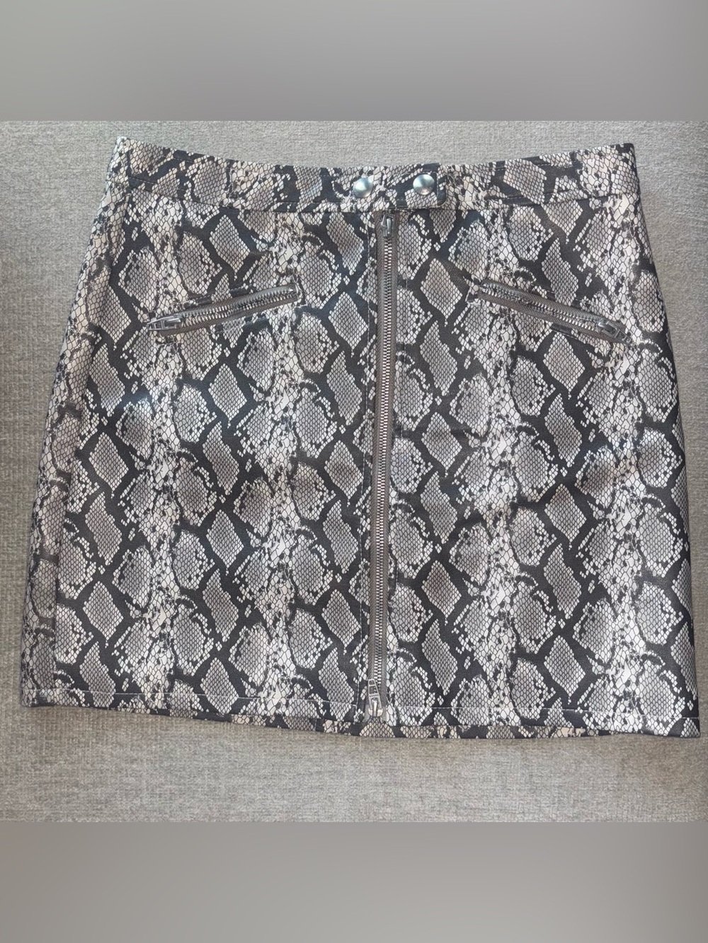 BLANKNYC Snake Print Faux Leather Mini Skirt Size 27 | Y2K Zip Front